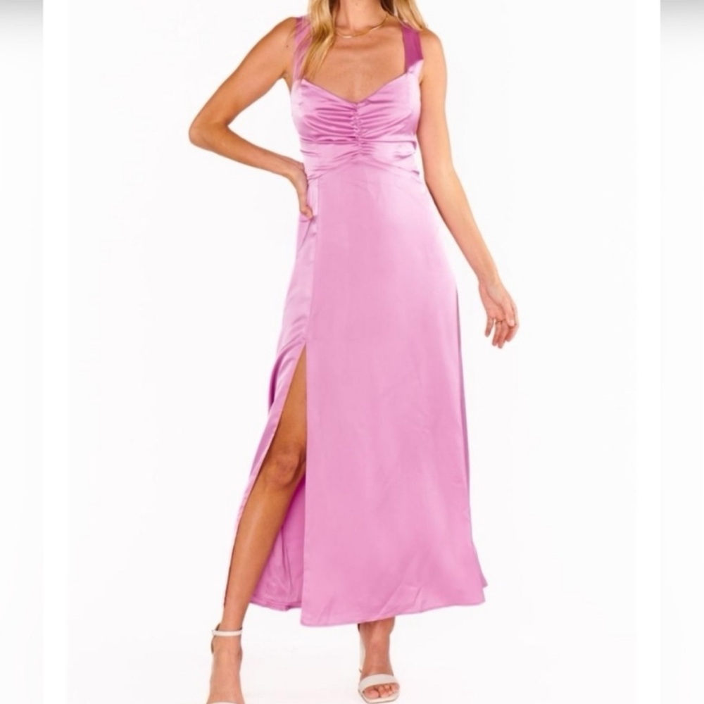 NWPT Show Me Your MuMu XXL Purple Pink Midi/Maxi Mina Satin Dress Bridesmaid